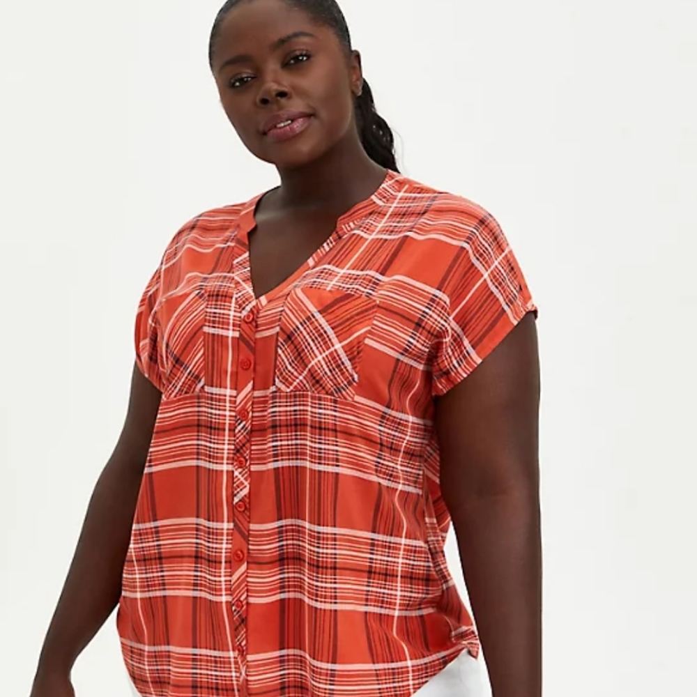 Torrid Orange Plaid Top NWT